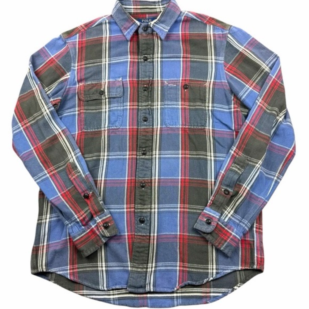 Polo by Ralph Lauren Men's Casual Plaid Shirt - Blue, Red, and Black